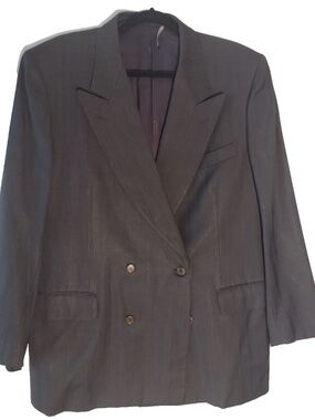 Lanvin Classique Double-Breasted Suit Jacket — 100% Wool — No Size Tag